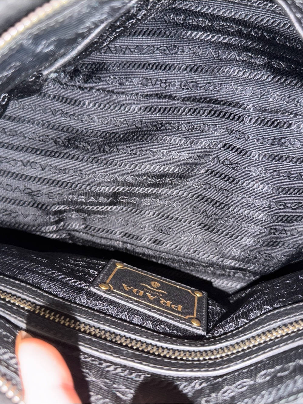 Prada Black Nylon & Leather Satchel with Gold Hardware - Picture 7 of 8